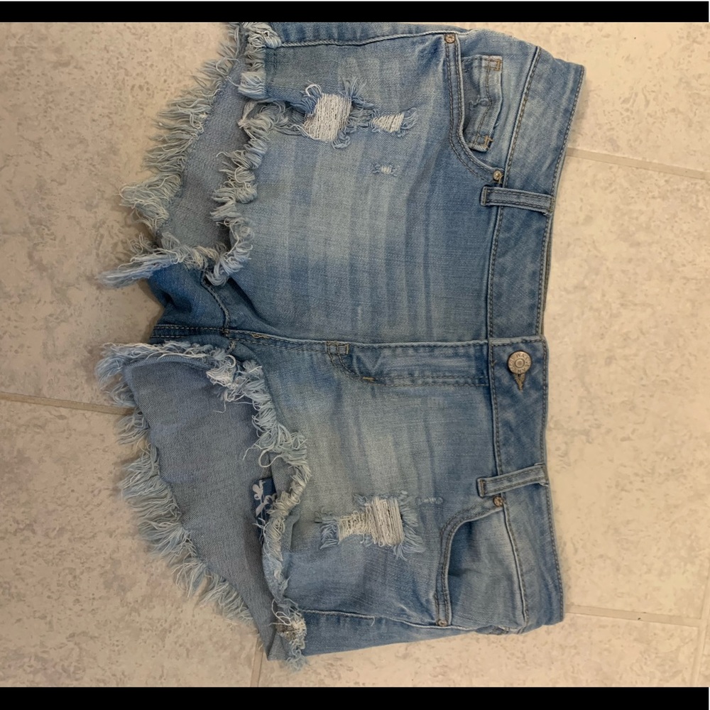 Light wash jean shorts